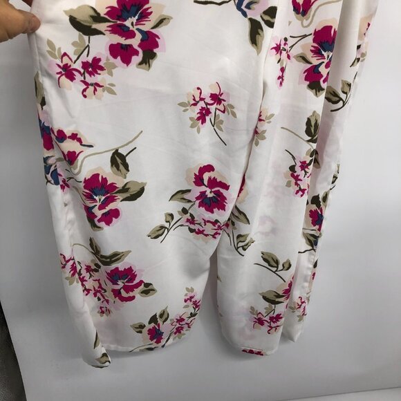 Dynamite White & Fuschia Floral Surplice neck Waist Tie Jumpsuit size S - Picture 10 of 14